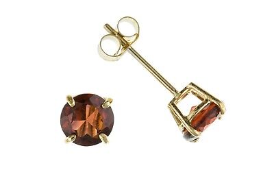 9ct Gold Garnet Earrings Yellow Gold 5mm Solitaire January Birthstone Hallmark