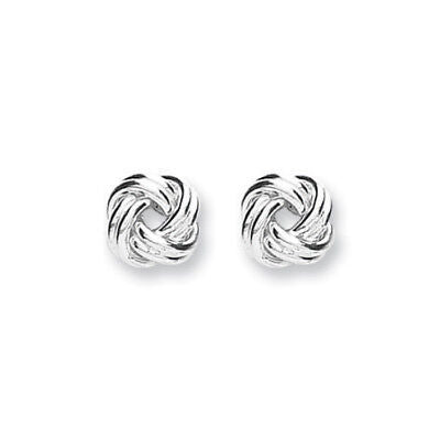 Silver Knot Stud Earrings 925 Hallmark 8mm Ladies Studs