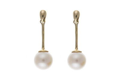 Pearl Set Yellow Gold Classic Pendant and Drop Earrings Hallmarked British Made