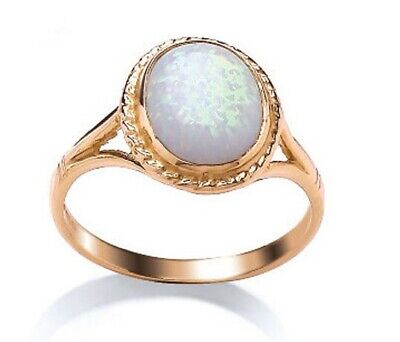 9ct Yellow Gold Opal Ring Oval Solitaire Fully Hallmarked Engagement Anniversary