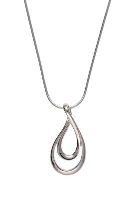 Sterling Silver Pendant Loop Open Pear Design Snake Chain Hallmarked