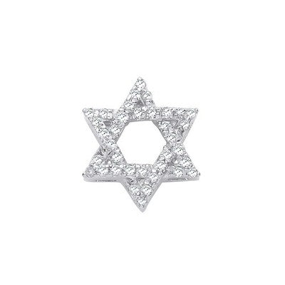 Star of David Diamond Pendant Necklace 18" Chain Real Diamonds