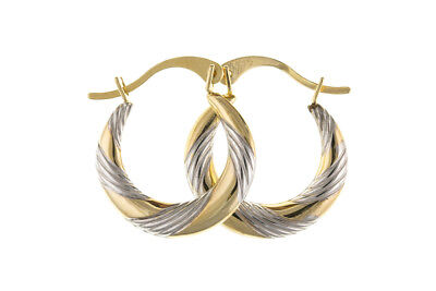 Hoop Earring Gold Creole Yellow and White Multi tone gold Hallmarked