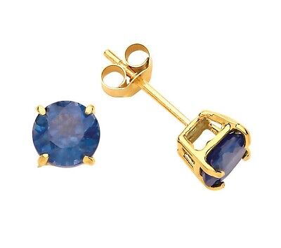 9ct Gold Kanchan Sapphire Earrings Yellow Gold September Birthstone Hallmark