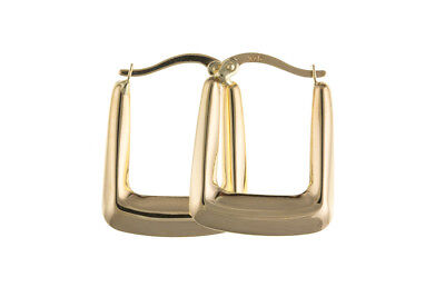 Hoop Earrings Yellow Gold Hoops Handbag Square Creole Hallmarked