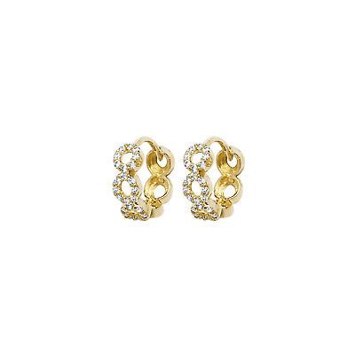9ct Yellow Gold Huggie Hoop Earrings Fancy Gemstone Hallmarked British Made