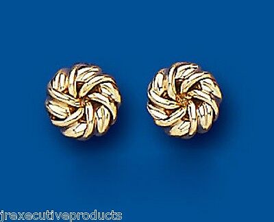 Yellow Gold Knot Stud Earrings 7mm 9 Carat Studs British Made