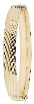 Yellow Gold Wide Bangle Hinged Ladies British Made Hallmarked Womens Bracelet