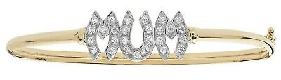 Yellow Gold MUM Bangle Hallmarked British Made Mothers Day Hinged Gemstone