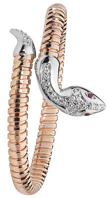 Rose Gold Snake Bangle on Solid Sterling Silver Hallmarked Wrap Cuff