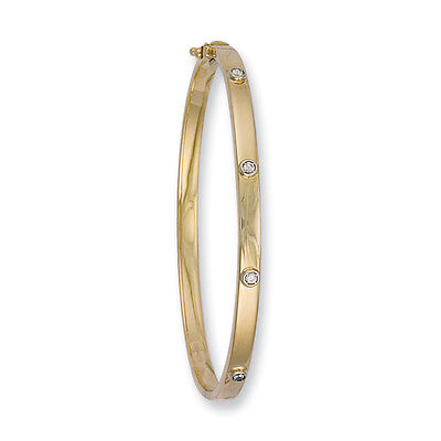 9ct Yellow Gold Ladies Bangle Oval Hinged Fully Hallmarked