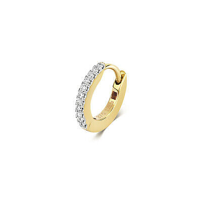 Diamond Cartilage Hoop Huggie Ear Yellow Gold Real Diamonds 0.05ctw