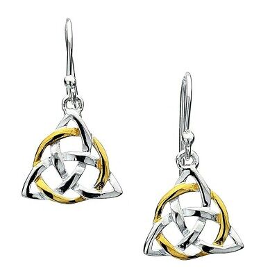 Gold Knotwork Drop Earrings Sterling Silver 925 Hallmarked Drops