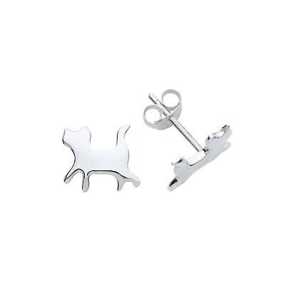 Sterling Silver Cat Earrings 925 Hallmark Stud Ladies Studs Boxed New