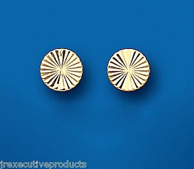 Diamond Cut Stud Earrings 9 Carat Yellow Gold Studs 6mm British Made