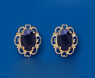 Sapphire Set Yellow Gold Pendant and Earrings Solitaire Stud