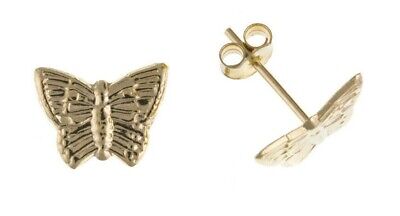 Yellow Gold Butterfly Stud Earrings Solid 9 Carat British Made