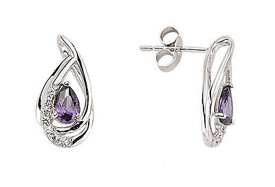 Amethyst Earrings Silver Stud Sterling Silver Studs Platinum Plated