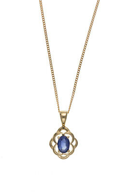 Yellow Gold Kanchan Sapphire Pendant 18" Chain Christmas Birthday Anniversary