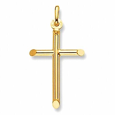 Yellow Gold Cross Pendant Rounded Design Hallmarked British Made 0.80 grams