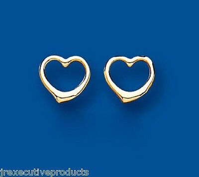 9ct Open Heart Stud Earrings Yellow Gold Studs British Made