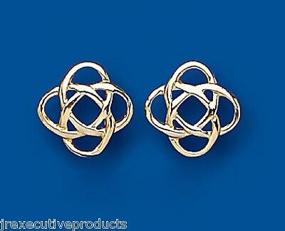Yellow Gold Celtic Stud Earrings Solid 9 Carat 11mm Studs British Made
