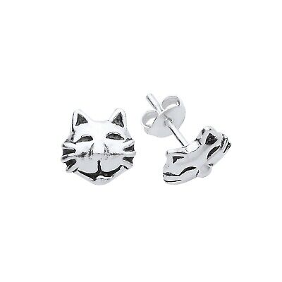 Silver Cat Face Earrings 925 Hallmark Stud Ladies Studs Boxed New