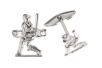 Cricket Cufflinks Cricketer Solid Sterling Silver
