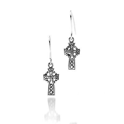 Celtic Cross Drop Earrings Sterling Silver 925 Hallmarked Drops