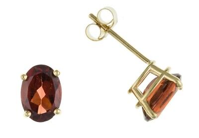 9ct Gold Garnet Stud Earrings 5mm Solitaire Studs Yellow Gold January Birthstone