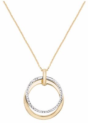 9ct Yellow and White Gold Ladies 18 Inch Diamond Cut Necklet