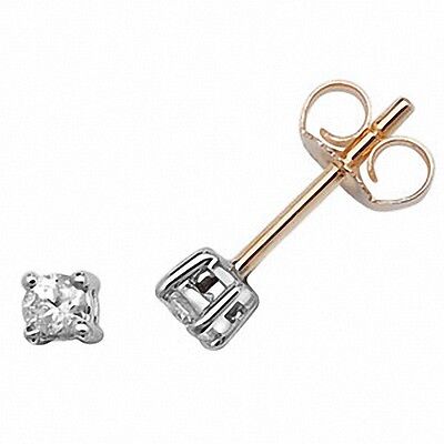 9ct Yellow Gold Diamond Solitaire Earrings 0.20ctw Stud Real Diamonds