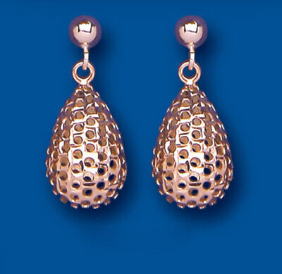 9ct Rose Gold Filigree Bomb Drop Earrings Drops Dangly Hallmarked