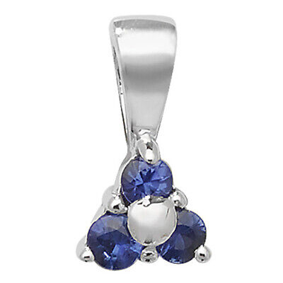 Sapphire Pendant and Earrings Set Three Stone Trilogy 9ct White Gold Hallmarked