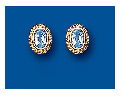 9ct Gold Blue Topaz Earrings Yellow Gold Stud November Birthstone Hallmark