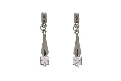 9ct White Gold Drop Earrings Hallmarked British Made