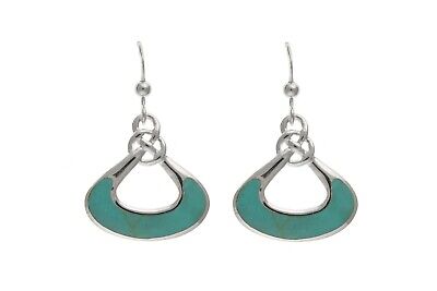 Turquoise Drop Earrings Sterling Silver Drops Natural Stone Hallmarked British