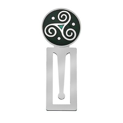 Bookmark Celtic Triskele Silver Plated Green Enamel Brand New and Boxed