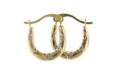 Hoop Earrings Gold Creole Yellow and White Gold Hallmarked 10mm