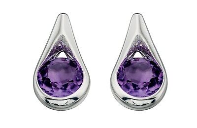 Silver Real Amethyst Earrings 925 Hallmark Stud Studs