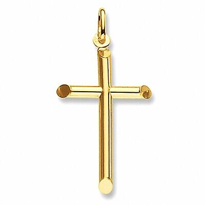 Yellow Gold Cross Pendant Rounded Design Hallmarked British Made 1.40g