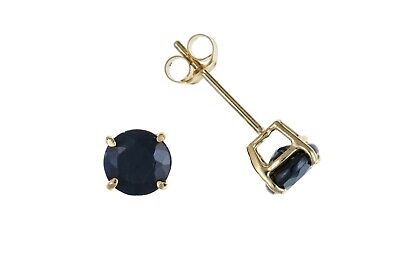 9ct Gold Sapphire Stud Earrings Yellow Gold Claw Set September Birthstone