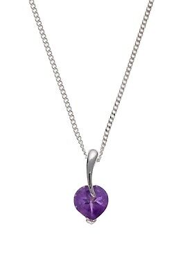 Real Amethyst Heart Pendant Solid Sterling Silver Necklace 925 Hallmark