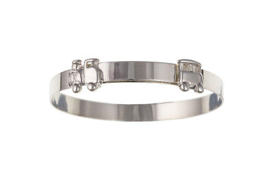 Baby Bangle Solid Sterling Silver Train Adjustable Baby Bracelet Christening