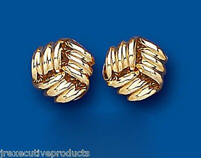 Yellow Gold Knot Stud Earrings Solid 9 Carat Studs 9mm British Made