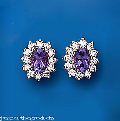 9ct Gold Amethyst Stud Earrings Yellow Gold Cluster February Birthstone Hallmark