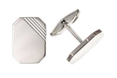 Cufflinks Solid Sterling Silver Rectangular