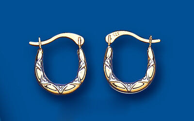 Hoop Earrings Gold Creole Yellow and White Gold Hallmarked 10mm