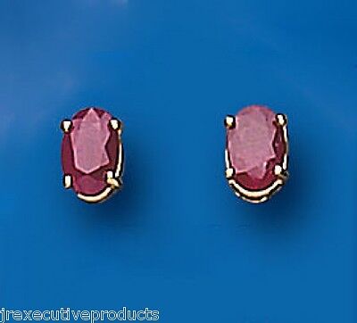 9ct Gold Ruby Stud Earrings Yellow Gold Solitaire Studs July Birthstone Hallmark