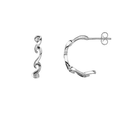 Wave Hoop Earrings Sterling Silver 925 Hallmarked Hoops